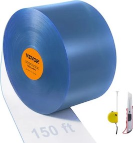 VEVOR strokengordijn, 24 m lang x 30 cm breed x 0,3 cm dik, transparant glad PVC strokengordijn, grote rol, kunststof deurstrip voor deuren van supermarkten, garages, magazijnen, schuren en stallen