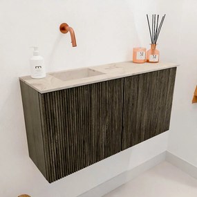 Mondiaz Joya DLux 80cm toiletmeubel shadow met wastafel faye links zonder kraangat frappe
