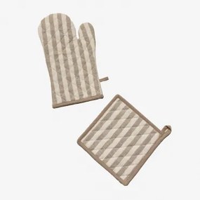 Set Van Ovenhandschoen En Doek Edouard Licht Zandbruin - Sklum