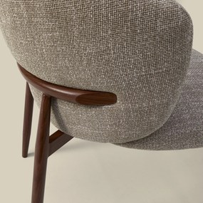 Walnoot Eetkamerstoel Met Ronde Rug Beige