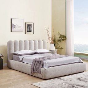 Bedframe Beige Boucle Gestoffeerd 180 X 200 Cm