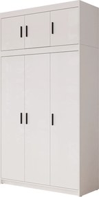 Kledingkast Novduni 104, Wit, 246x133x53cm, 128.6 kg, Kledingkast deuren: Met scharnieren, Aantal planken: 7, Aantal planken: 7