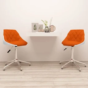 vidaXL Eetkamerstoelen draaibaar 2 st kunstleer oranje en wit
