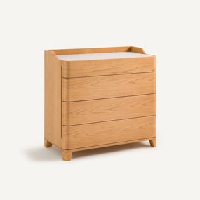 Ladekast van eikenfineer en leer, ontwerp Emmanuel Gallina, Junius