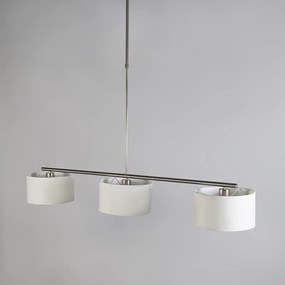 Moderne hanglamp staal met witte kappen 3-lichts - VT