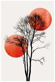 Art Print Kubistika - Sun and moon hiding, (40 x 60 cm)