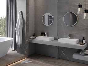 Mexen Loft ronde badkamerspiegel 50 cm, witte lijst - 9850-050-050-000-20