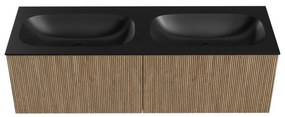Mondiaz Kurve 140cm badmeubel dusk met 2 lades en wastafel big small dubbel zonder kraangat urban