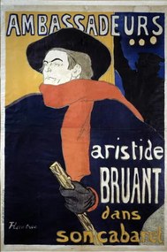 Kunstreproductie Poster for Aristide Bruant, Toulouse-Lautrec, Henri de