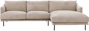 Goossens Bank Luxor Stof beige, stof, 2,5-zits, modern design met chaise longue rechts