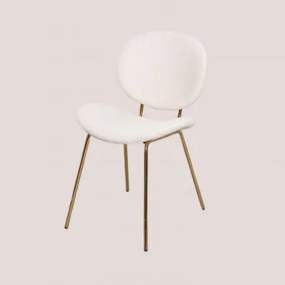 Set Van 4 Eetkamerstoelen In Laure Schapenvacht White & Goud - Sklum