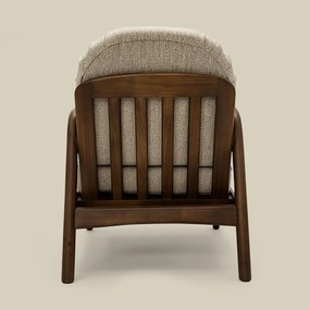 Walnoot Fauteuil Met Beige Stof