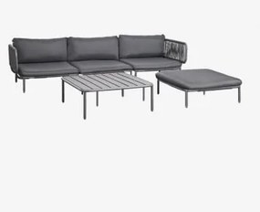 Tuinset Met Modulaire 3-zitsbank Met 2 Hoekmodules, Poef En Salontafel Van Roubly-staal Grijs – Grafiet - Sklum