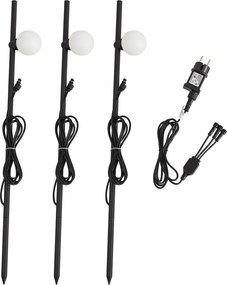 Set van 3 moderne prikspots zwart incl. LED IP44 - Garly Ball