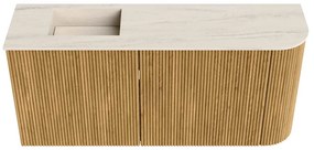 Mondiaz Joya DLux 90cm toiletmeubel ronding rechts oak met wastafel faye links zonder kraangat meli