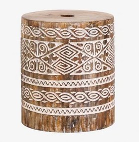 Ronde Parasolvoet 35ø Cm In Hout Ainsa Vintage Wit Hout - Sklum