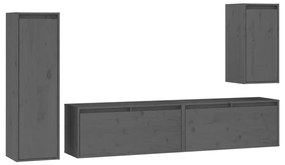 vidaXL Tv-meubelen 4 st massief grenenhout grijs