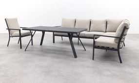 Sergio lounge dining set met stoel - Carbon/Desert - 3-delig rechts