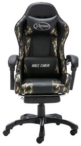 vidaXL Racestoel met voetensteun kunstleer zwart en camouflage