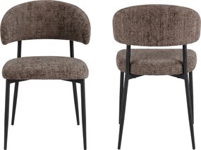 IRIS gedempt bruin (stof Juto 24) / zwart onderstel – MODERNE GESTOFFEERDE STOEL VOOR WOONKAMER/EETKAMER BOHO