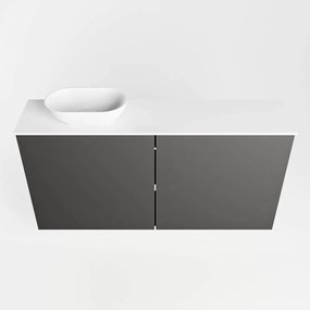 Mondiaz Fowy toiletmeubel 100cm dark grey met witte waskom links zonder kraangat