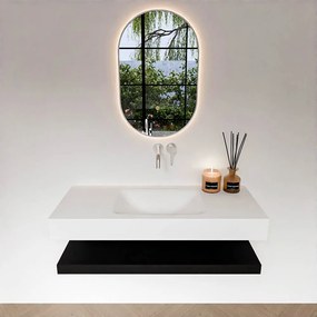 Zaro Alan badmeubel 110cm met planchet urban en vrijhangende wastafel cloud midden zonder kraangat talc