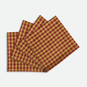 Set van 4 geweven-geverfde katoenen servetten met ruitjes, BETHANY BICOLORE