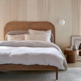 Bed in rotan en fluweel met beddenbodem Buisseau