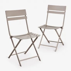 Set Van 2 Opvouwbare Tuinstoelen Van Staal Tamarit Moka Bruin - Sklum