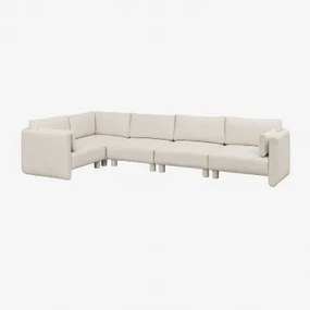 5-delige Modulaire Hoekbank Links In Artemisa Bouclé Stof Crèmebeige Boucléstof - Sklum