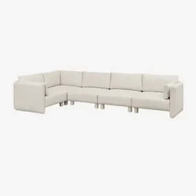5-delige Modulaire Hoekbank Links In Artemisa Bouclé Stof Crèmebeige Boucléstof - Sklum