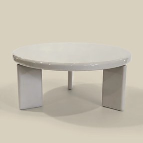Ronde Salontafel Hoogglans Beige - 80 X 80cm.