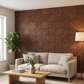 Decoratief Houten Wandpaneel | Clover Smoked Brown | 60×60 cm | Amerikaans Notenhout