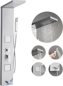 VEVOR Douchepaneeltorensysteem (5 standen) met regendouchekop, (1345 mm) douchekolom van roestvrij staal 304, aan de muur bevestigd regenmassagesysteem, met handdouche, baduitloop en 2 lichaamsjets