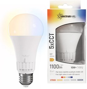 LED-lamp 5 lichtkleuren GLS E27 230V 10W 5CCT