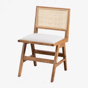 Set Van 4 Eetkamerstoelen Van Essenhout En Rattan, Bekleed Met Lali-stof Ash Brown - Sklum