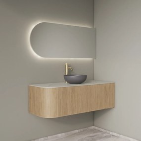 Gliss Design Alluro badmeubel ribbelfront met ronding links 120cm mist en wit marmer toppaneel
