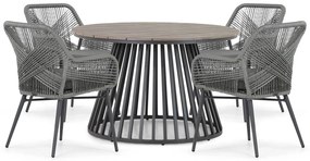 Tuinset Ronde Tuintafel 4 personen 125 cm Aluminium/wicker Taupe  Lifestyle Garden Furniture Advance/Sorrento