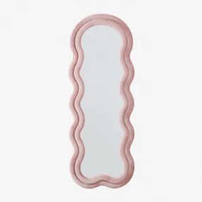 Onregelmatige Wandspiegel 60x160 Cm Bekleed Evelyn Fluwelen Roze - Sklum
