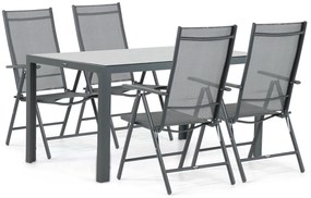 Tuinset 4 personen 150 cm Aluminium/textileen Grijs Domani Furniture Manu/Venustas