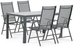 Tuinset 4 personen 150 cm Aluminium/textileen Grijs Domani Furniture Manu/Venustas
