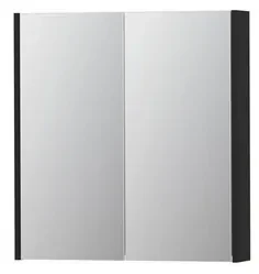 INK SPK2 Spiegelkast - 70x14x74cm - 2 deuren - dubbelzijdige Spiegel - schakelaar en stopcontact - MDF lak zwart mat 1105155