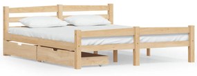 vidaXL Bedframe met 2 lades massief grenenhout 160x200 cm