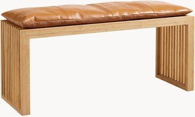 Bank van mahoniehout Rib met leren kussen