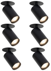 Set van 6 Moderne inbouwspots zwart GU10 50mm - Chels Modern GU10 rond Binnenverlichting Lamp
