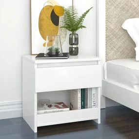 vidaXL Nachtkastjes 2 st 40x30x39 cm spaanplaat hoogglans wit