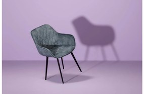 Goossens Basic Eetkamerstoel Ebi blauw velvet stof met armleuning, elegant chic