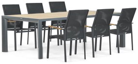 Tuinset 6 personen 240 cm Aluminium/textileen Grijs Presto Ricadi/Borello
