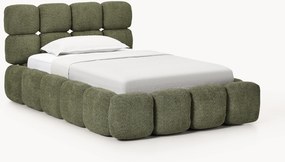 Gestoffeerd eenpersoonsbed Tayla van teddy-bouclé met opbergruimte