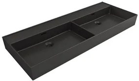 Plieger Kansas badmeubel 120cm met dubbele zwarte wastafel zonder kraangat walnoot